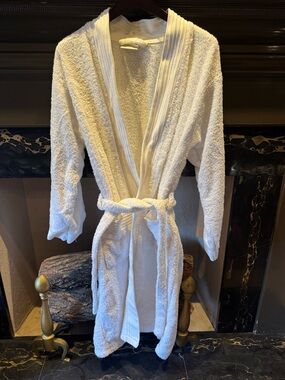 Peacock Alley White Terry Shawl-Collar Robe with Tie Belt